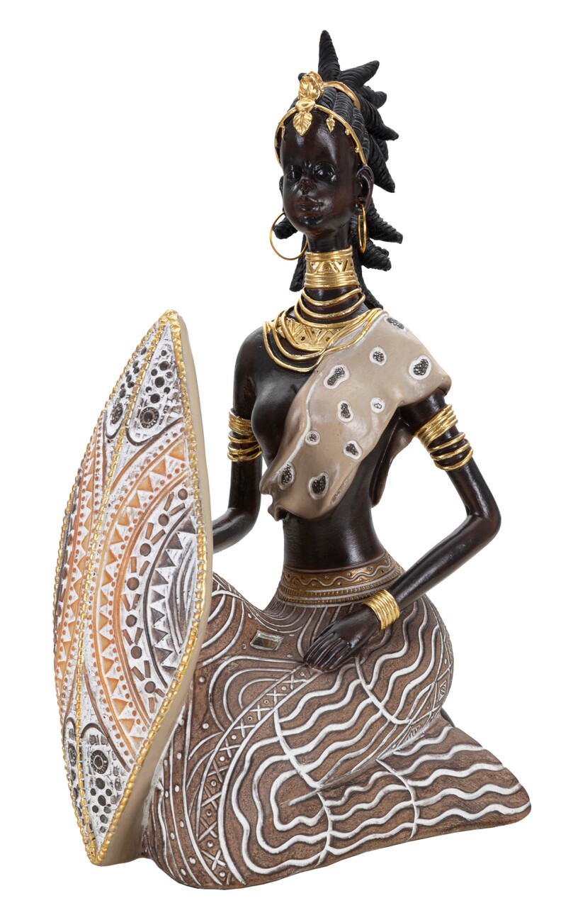 Statueta decorativa Tribal Masai Seat, Mauro Ferretti, 13.5x9x24.5 cm, polirasina, multicolor - imagine 7